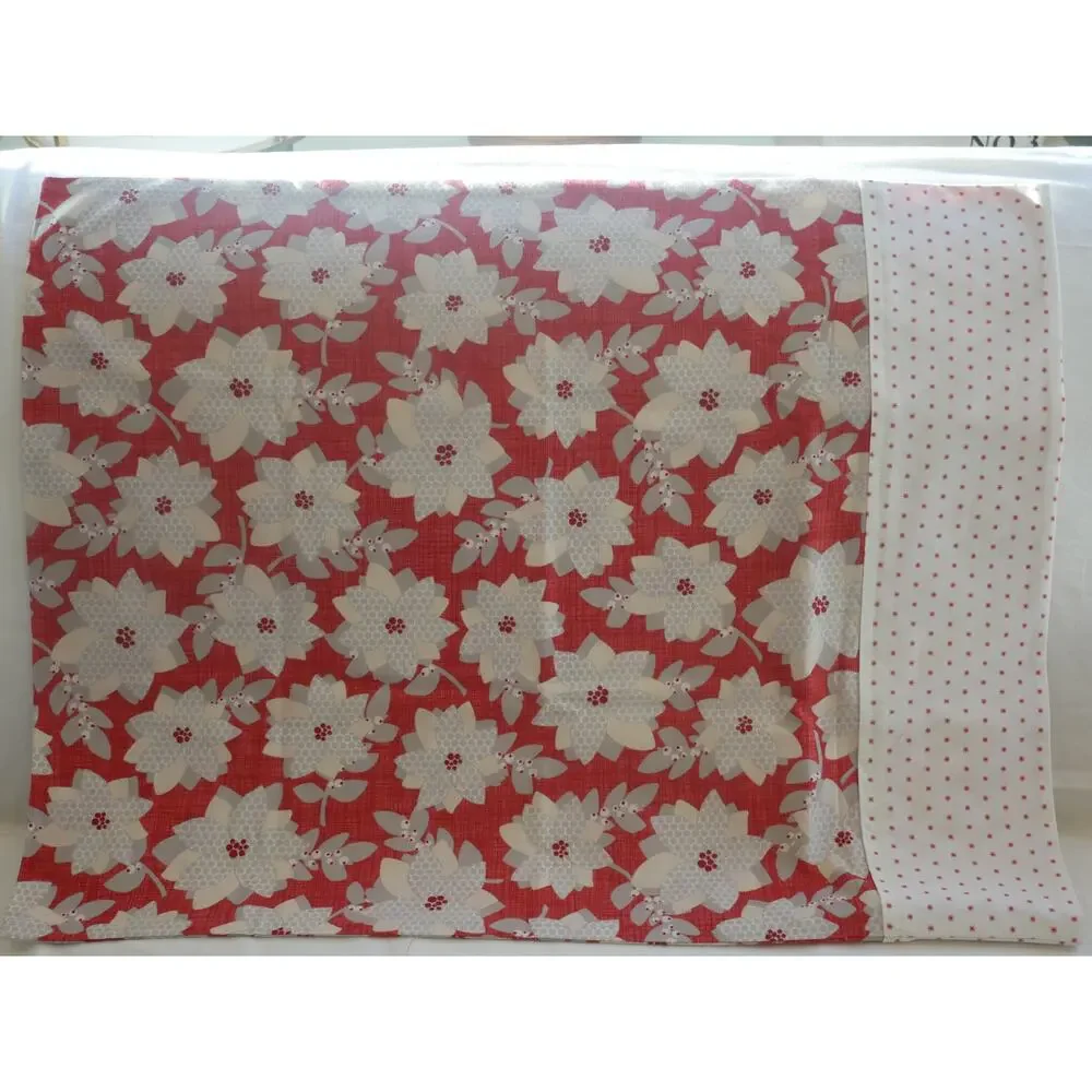 Handmade Floral Pillowcases, Red, Gray, and Ivory Winter Flowers, Standard Size